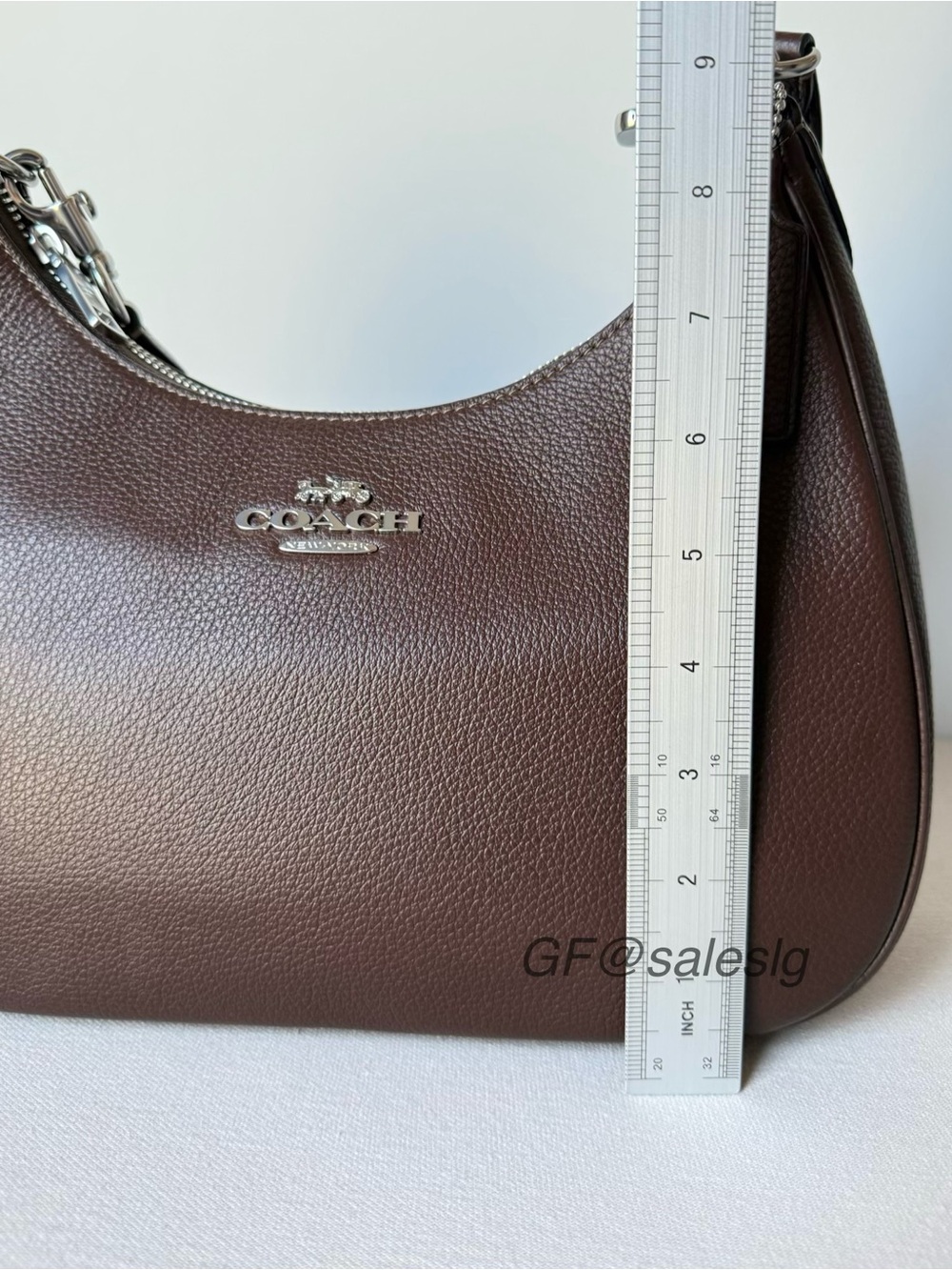 NWT Coach Teri Hobo Shoulder Bag Maple Brown Pebble Leather Silver CV935 - Picture 13 of 16